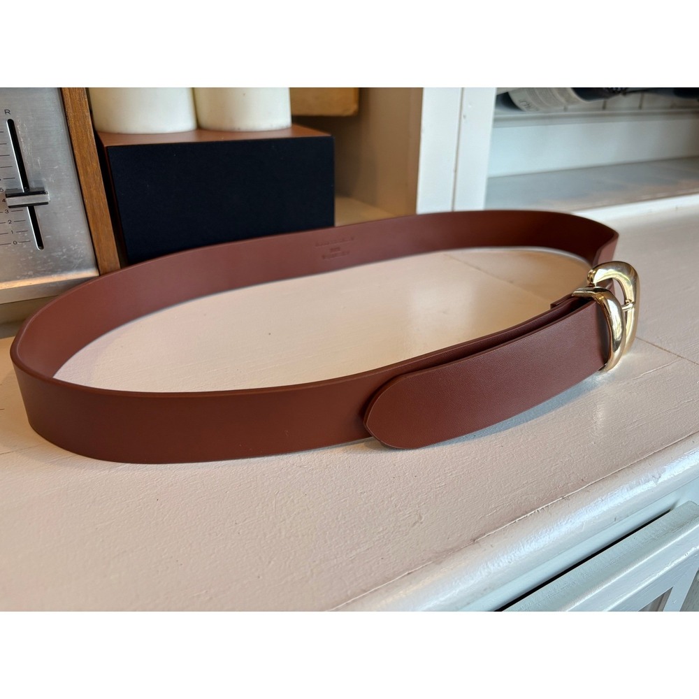 Good American Brown Leather Belt with Gold Buckle - Picture 3 of 8